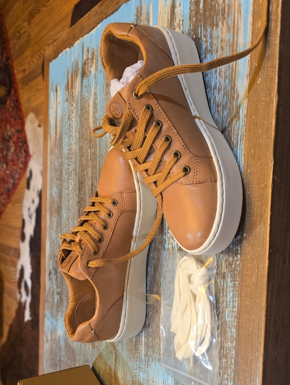 Born Tan Leather Platform Sneakers